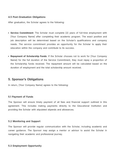 Free Scholarship Contract Template to Edit Online
