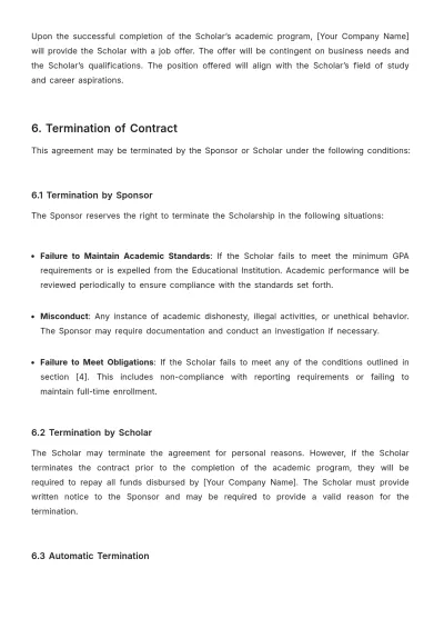 Free Scholarship Contract Template to Edit Online