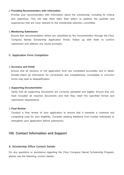 Free Scholarship Guideline Template to Edit Online