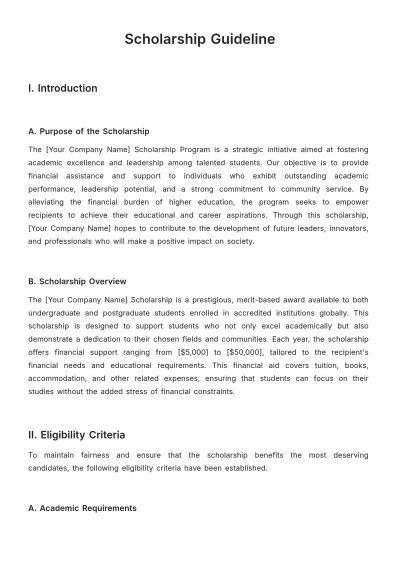 Free Scholarship Guideline Template to Edit Online