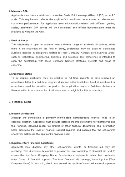 Free Scholarship Guideline Template to Edit Online