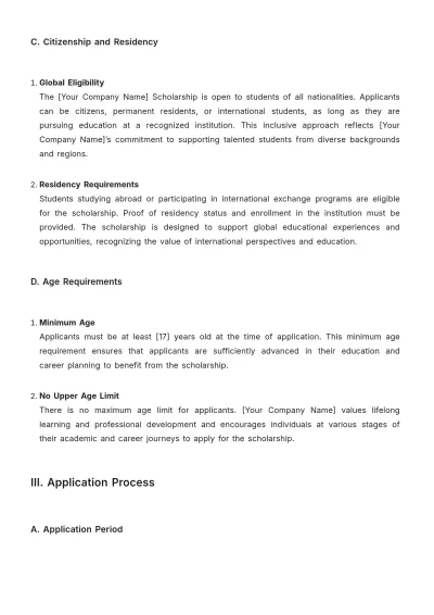 Free Scholarship Guideline Template to Edit Online
