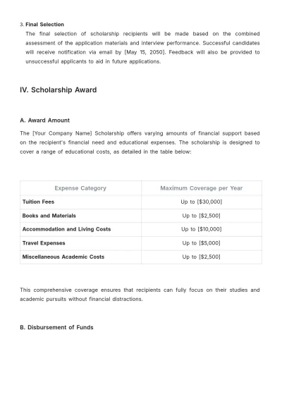 Free Scholarship Guideline Template to Edit Online
