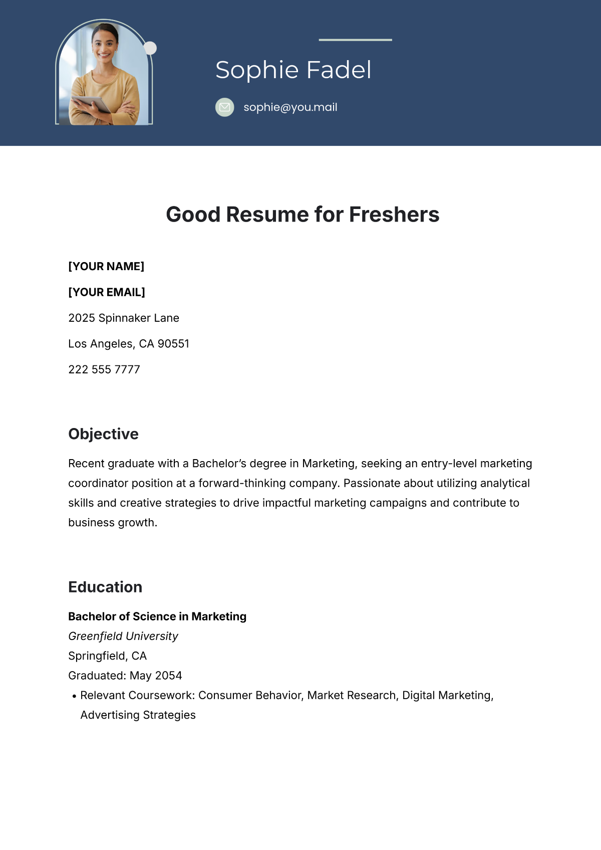 Free Diploma Fresher Resume Template To Edit Online