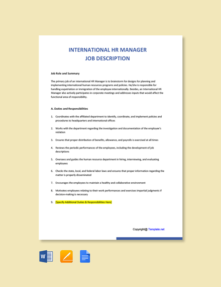 28 FREE HR Manager Job Description Templates Word DOC Google 