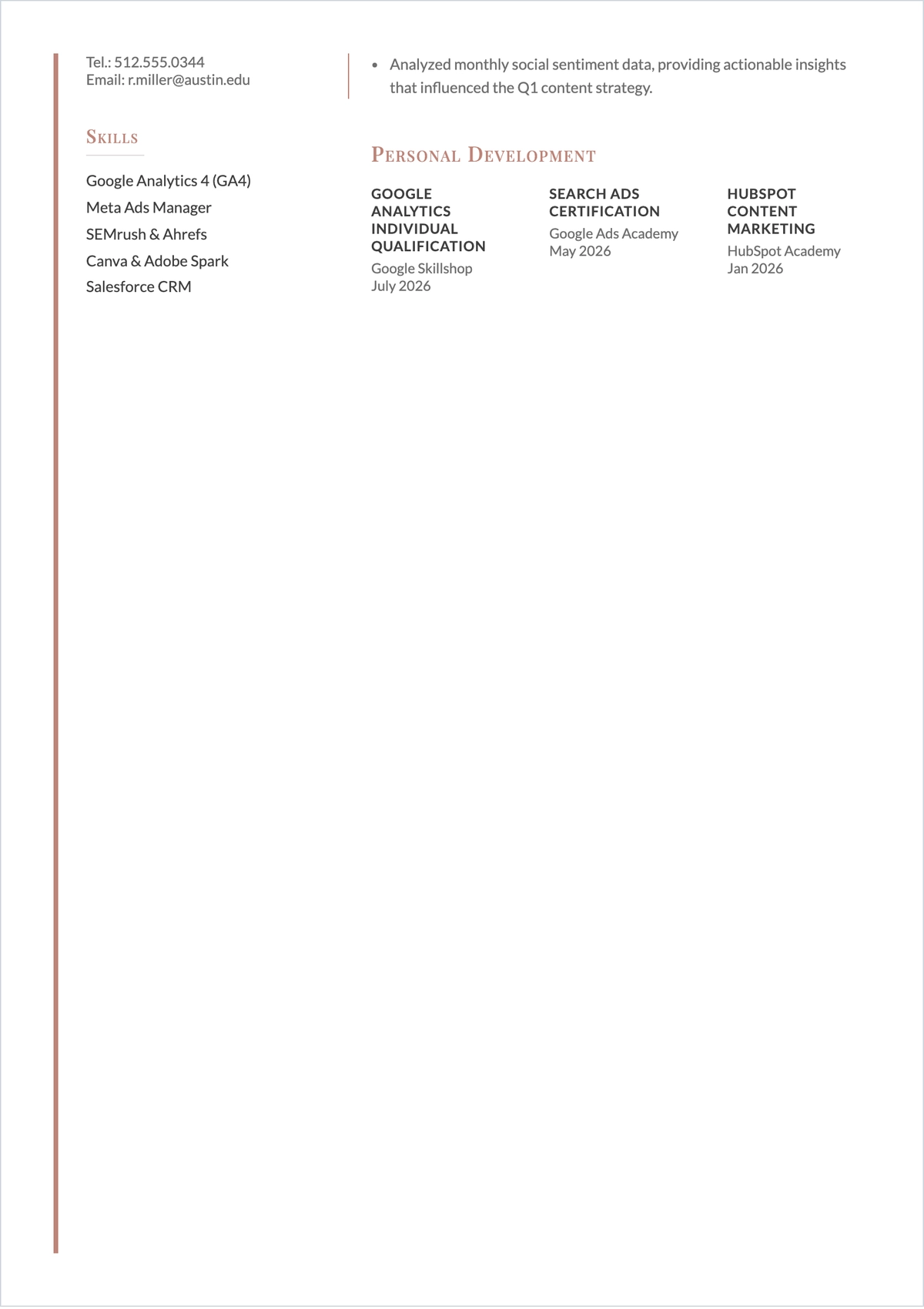 Free Good Entry-Level ATS Resume Template, AI Resume Builder