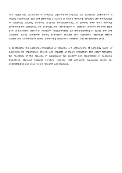 Free Academic Evaluation Essay for Assessing Theories Template to Edit Online