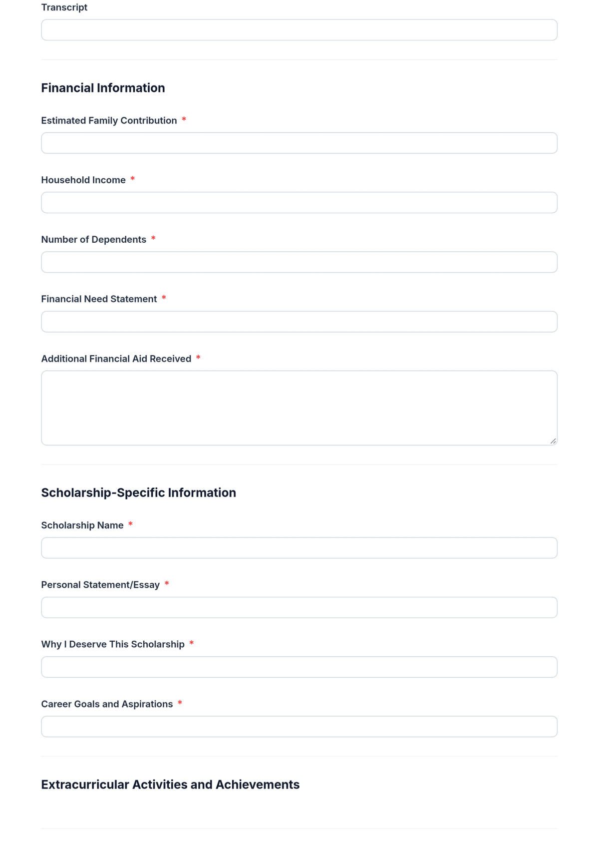 Free University Scholarship Application Form Template & AI Maker