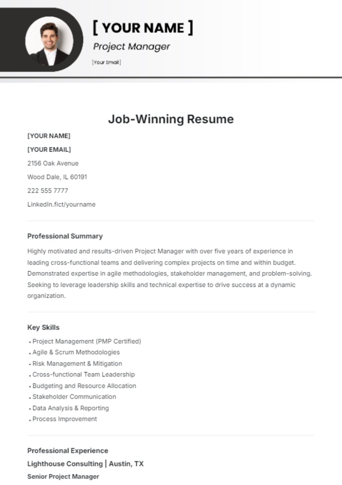 Job-Winning Resume Template - Edit Online & Download