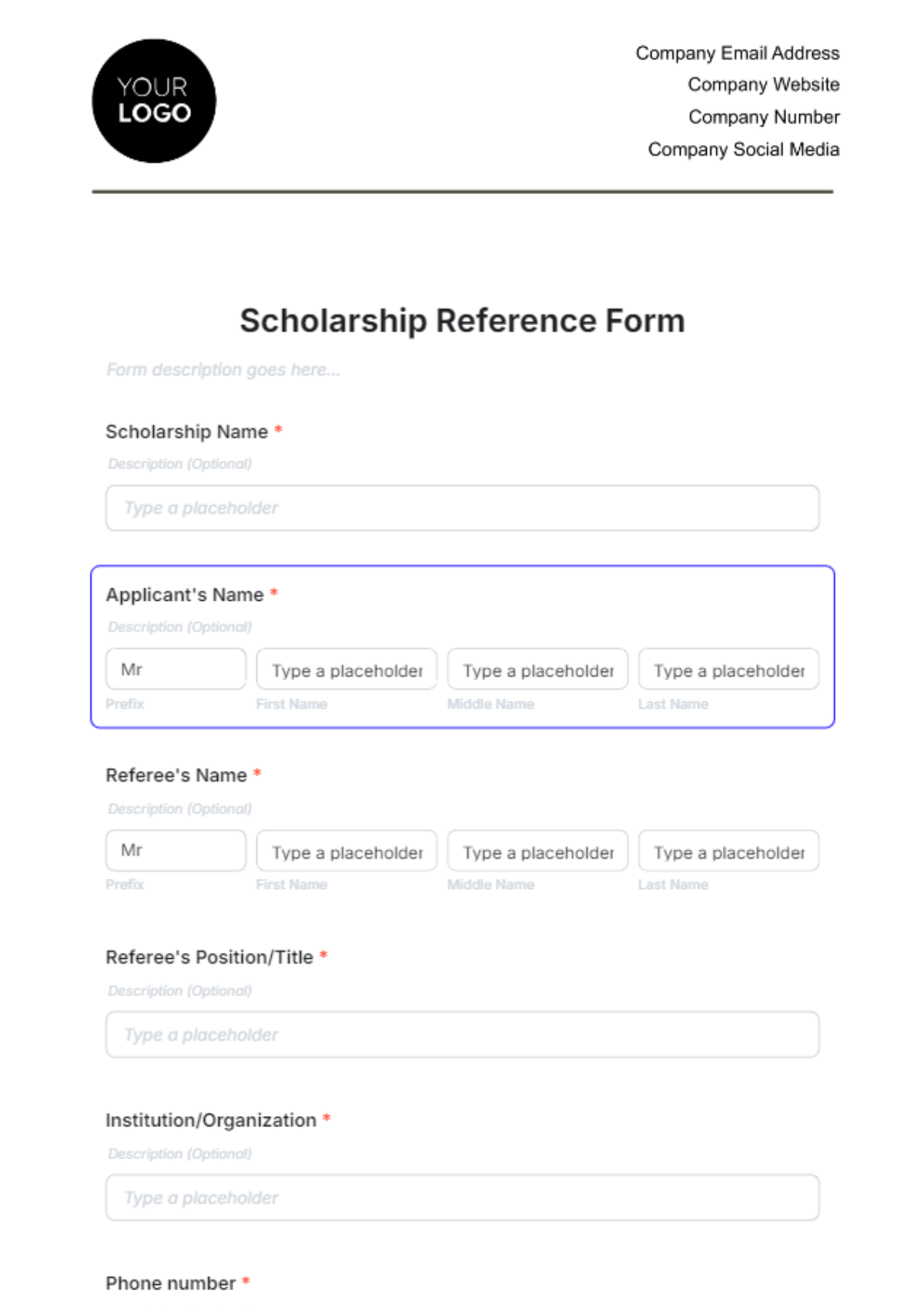 Scholarship Reference Form Template - Edit Online & Download