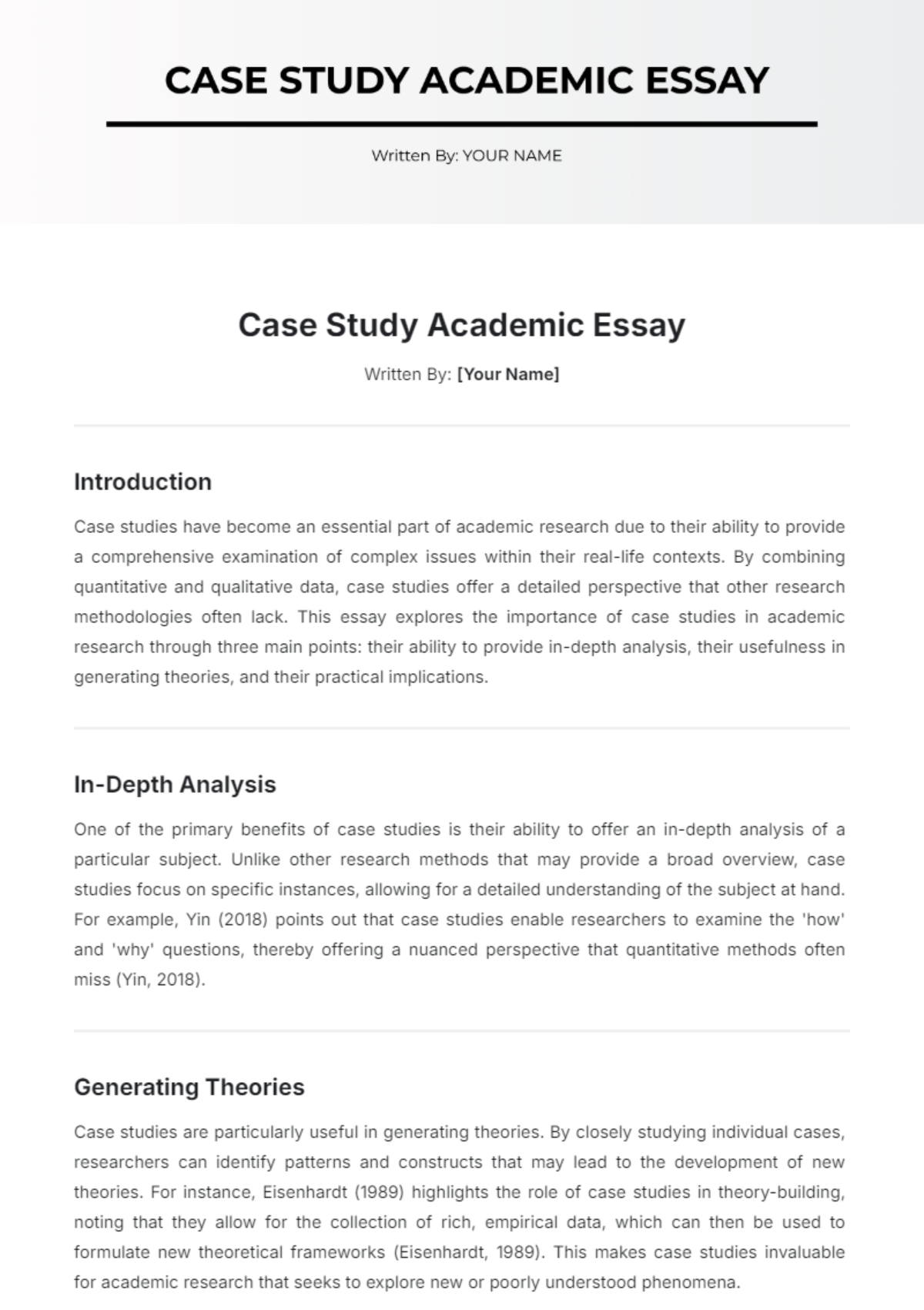 Case Study Academic Essay Template - Edit Online & Download