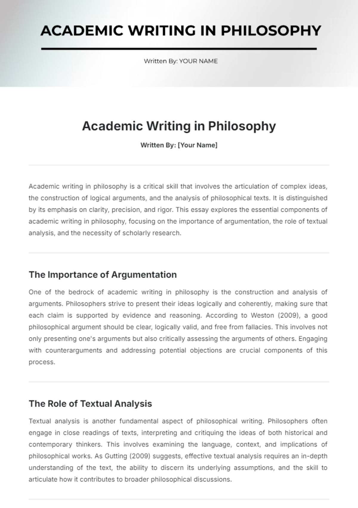 Academic Writing in Philosophy Template - Edit Online & Download