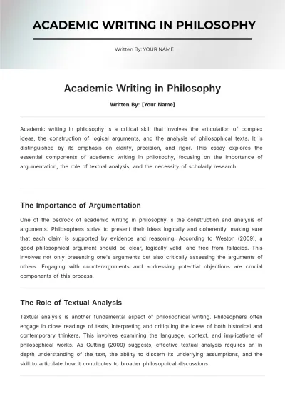 Free Academic Writing in Philosophy Template to Edit Online