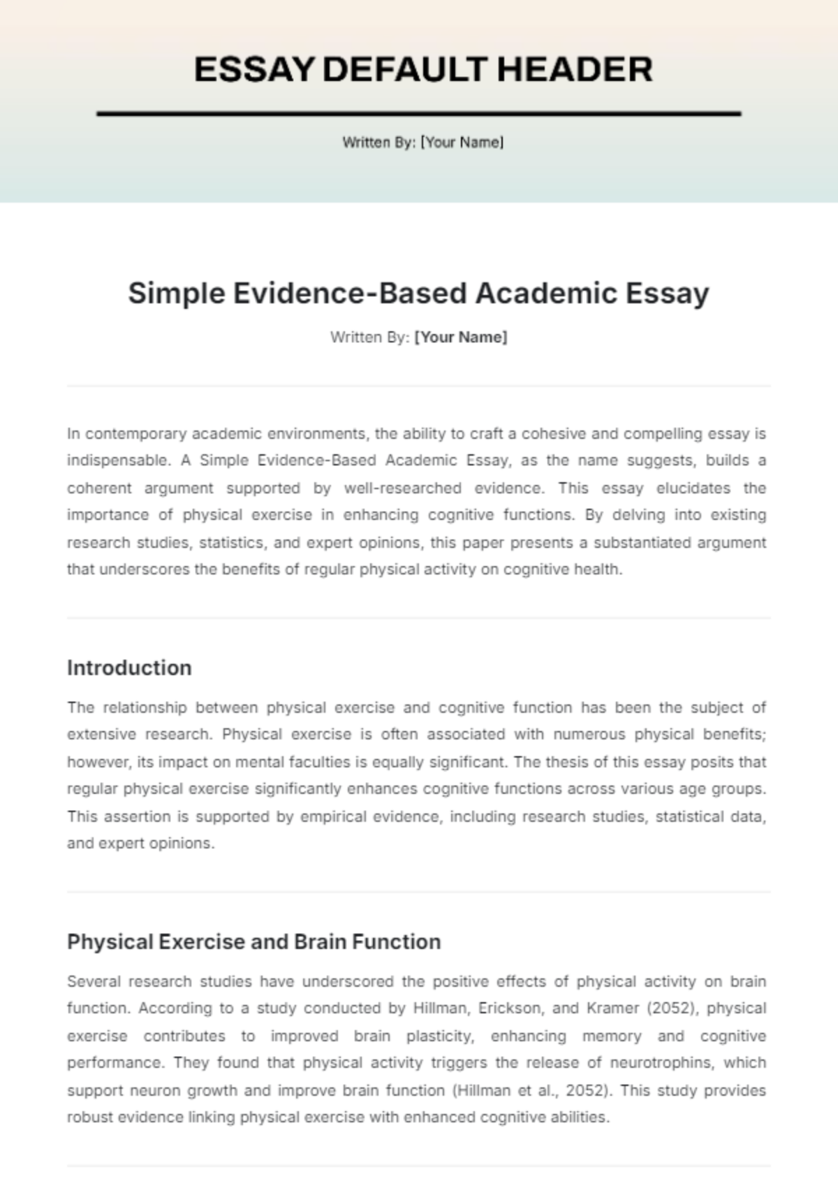 Simple Evidence-Based Academic Essay Template - Edit Online & Download