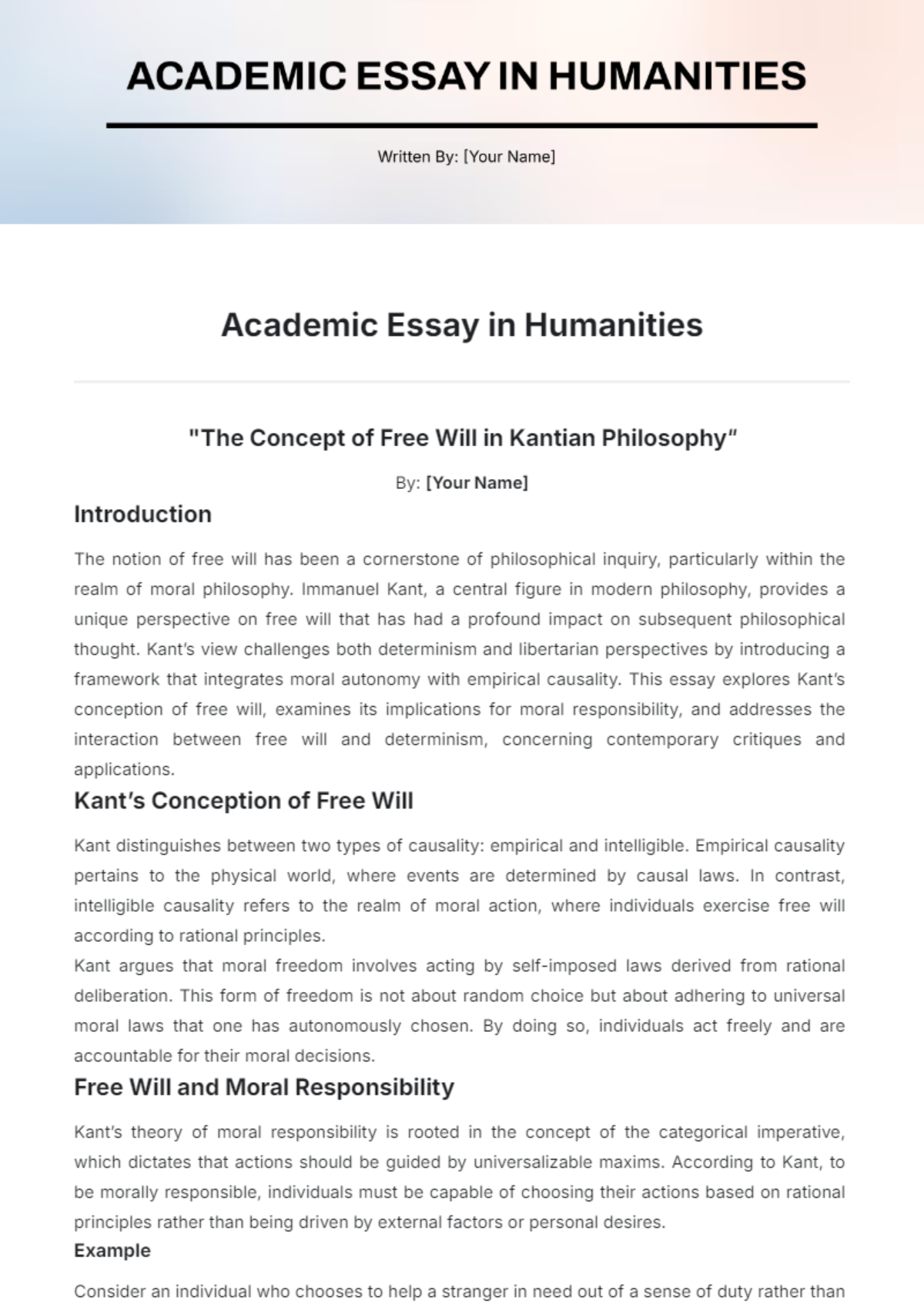 Academic Essay in Humanities Template - Edit Online & Download