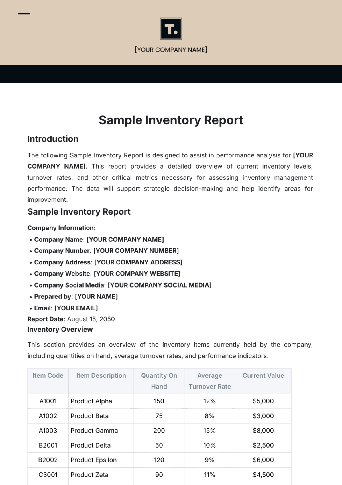 Free Furniture Inventory List Template to Edit Online