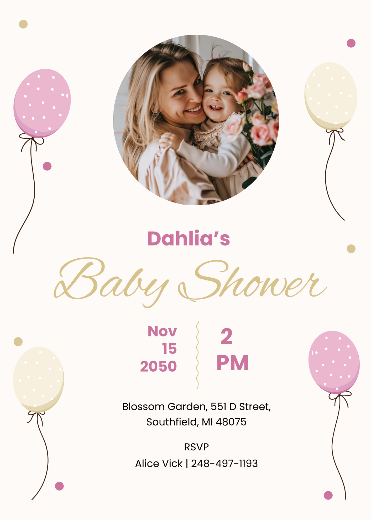 Pink Baby Shower Template - Edit Online & Download