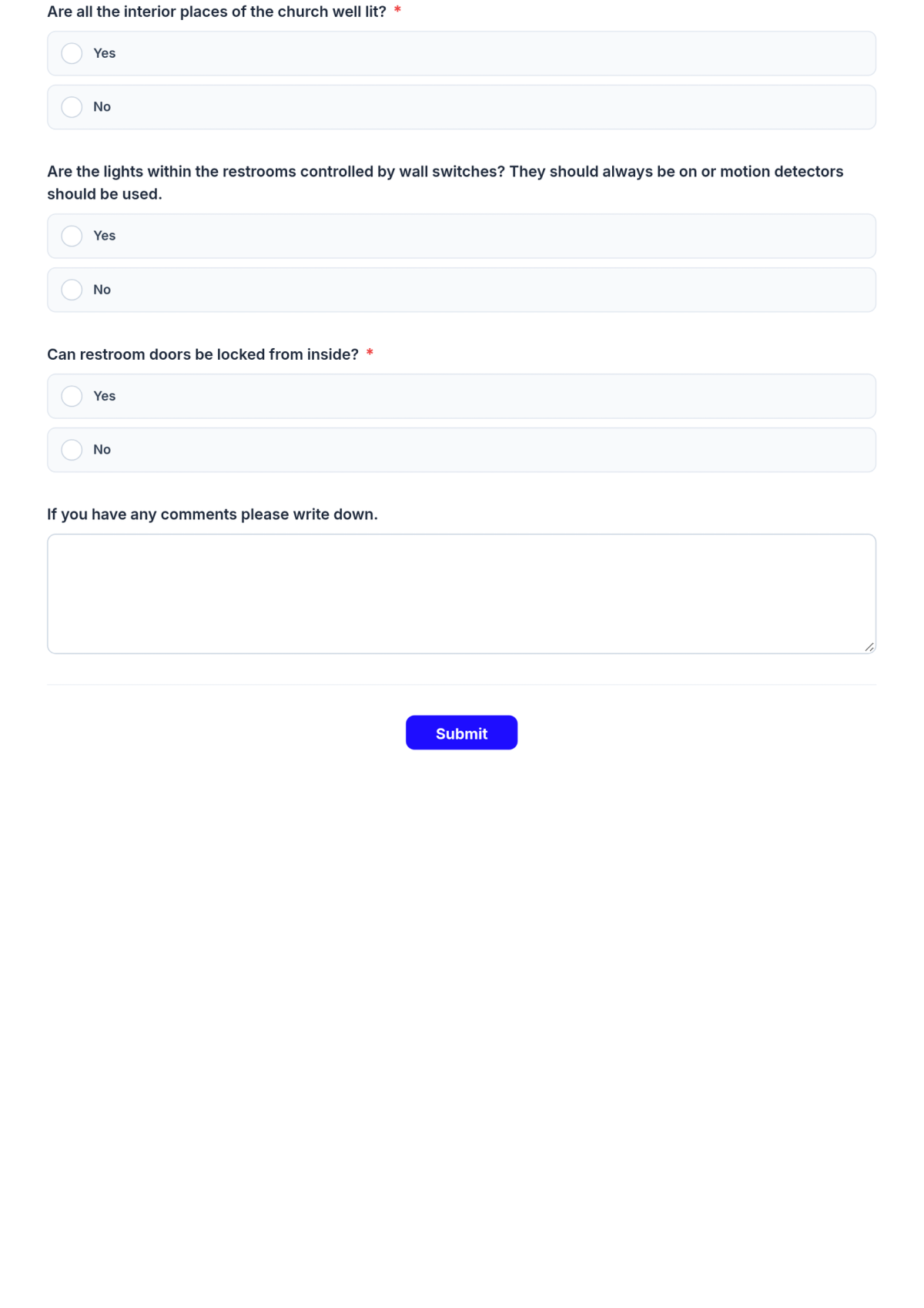 Free Church Security Assessment Form Template & AI Maker Free Church Security Assessment Form Template & AI Maker