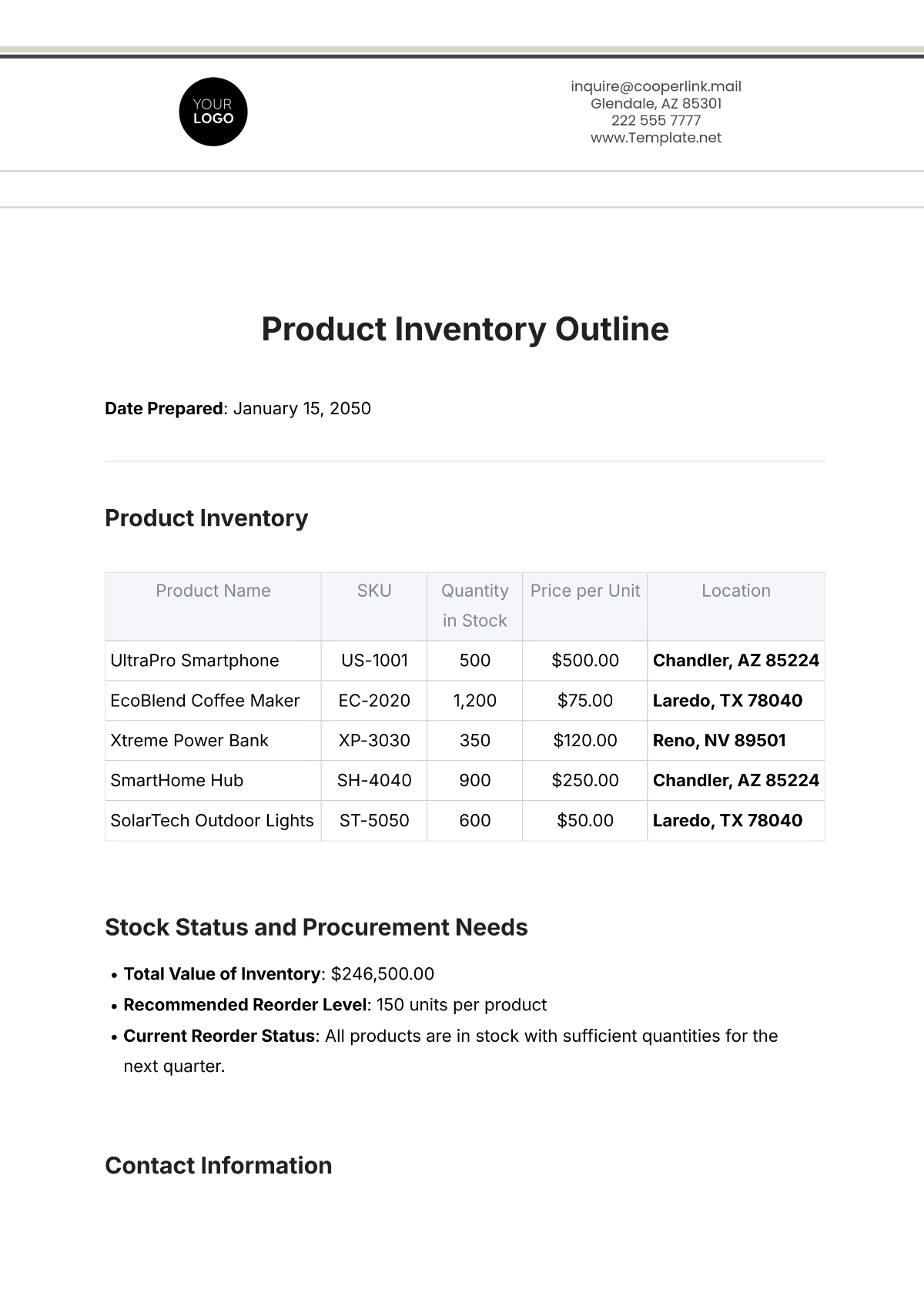 Free Furniture Inventory List Template to Edit Online