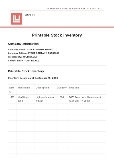 Free Printable Stock Inventory Template to Edit Online