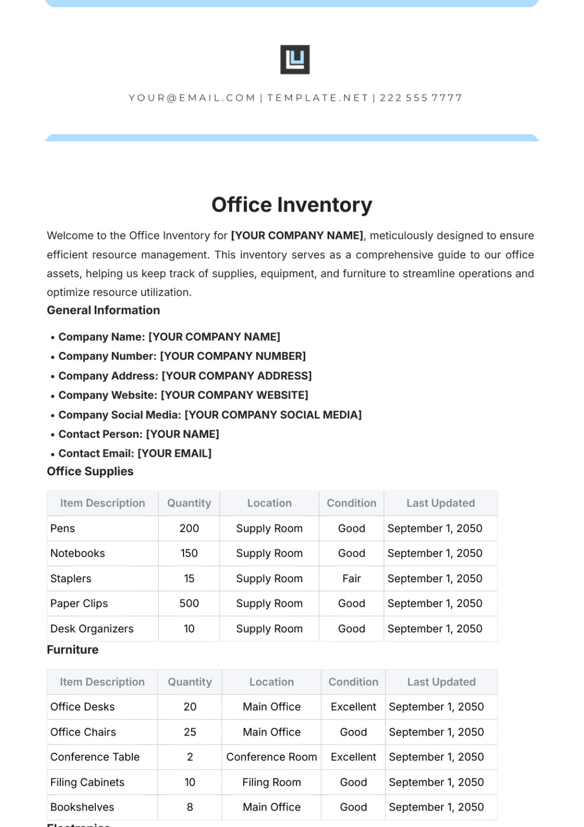 Office Inventory Template