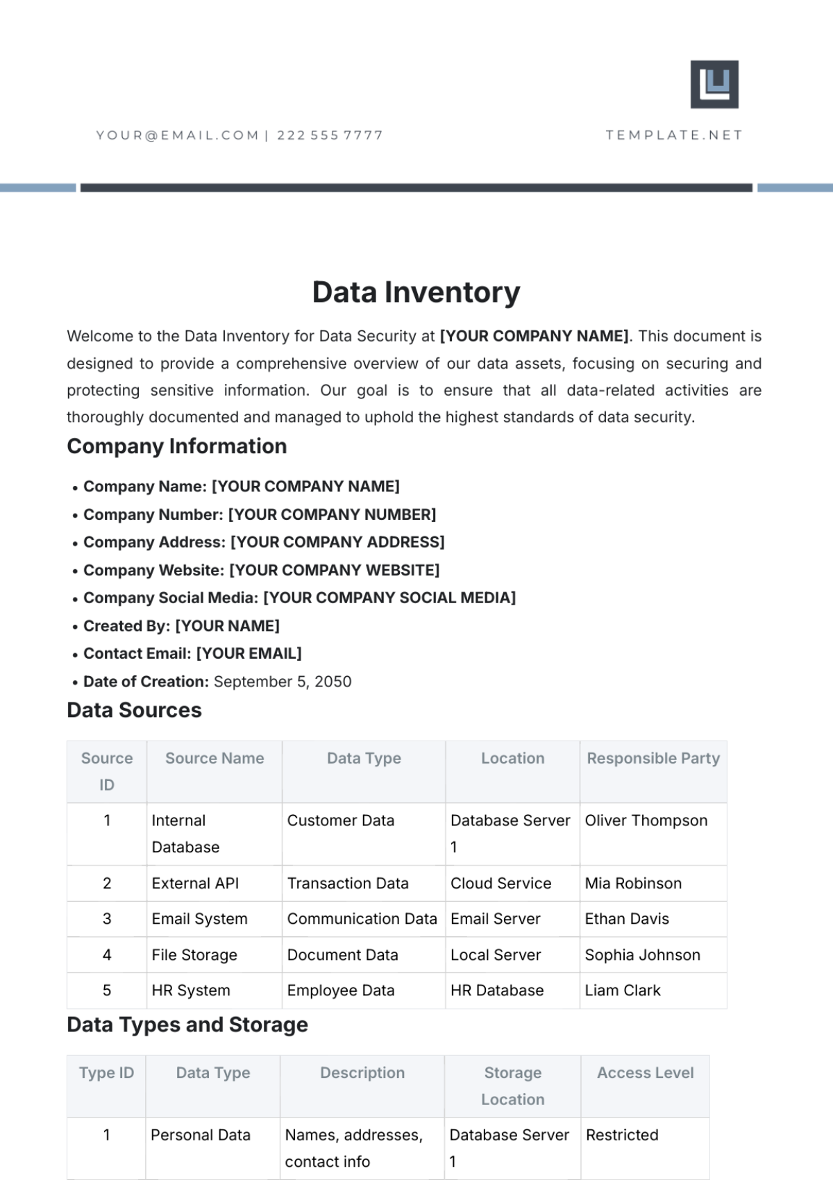 Data Inventory Template