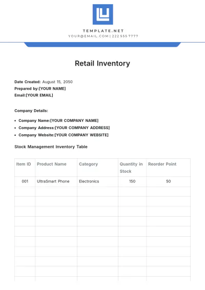 Free Retail Inventory Template to Edit Online