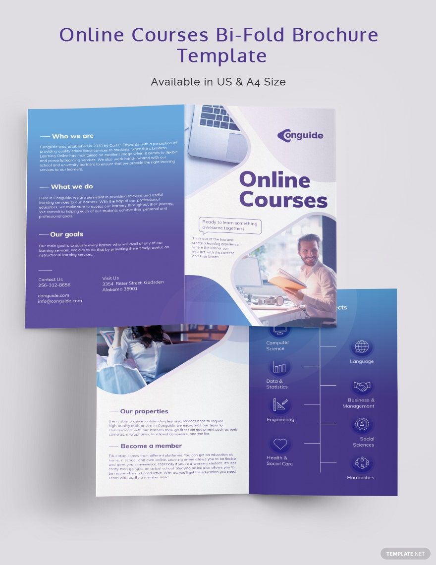 Online Courses Bi-Fold Brochure Template