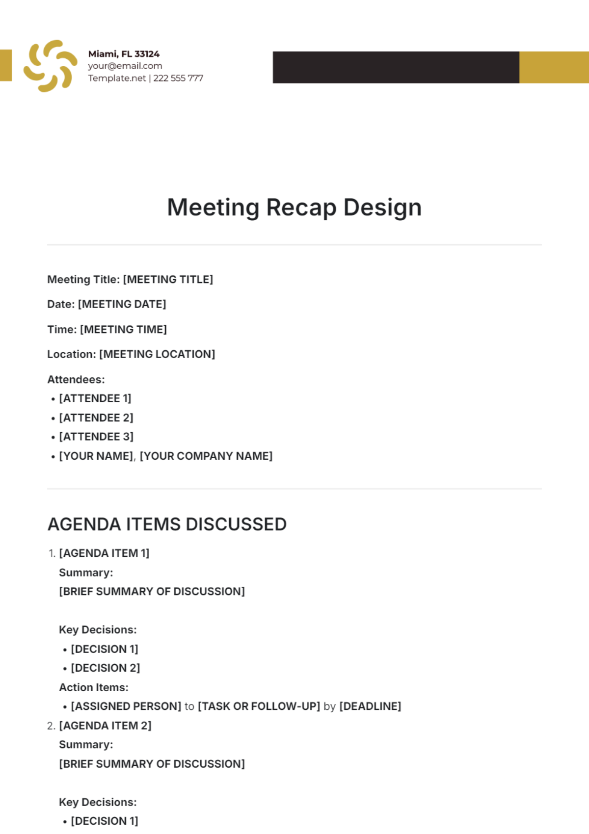 Meeting Recap Design Template - Edit Online & Download