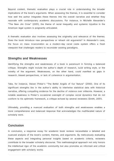 Free Response Essay for Academic Book Reviews Template to Edit Online