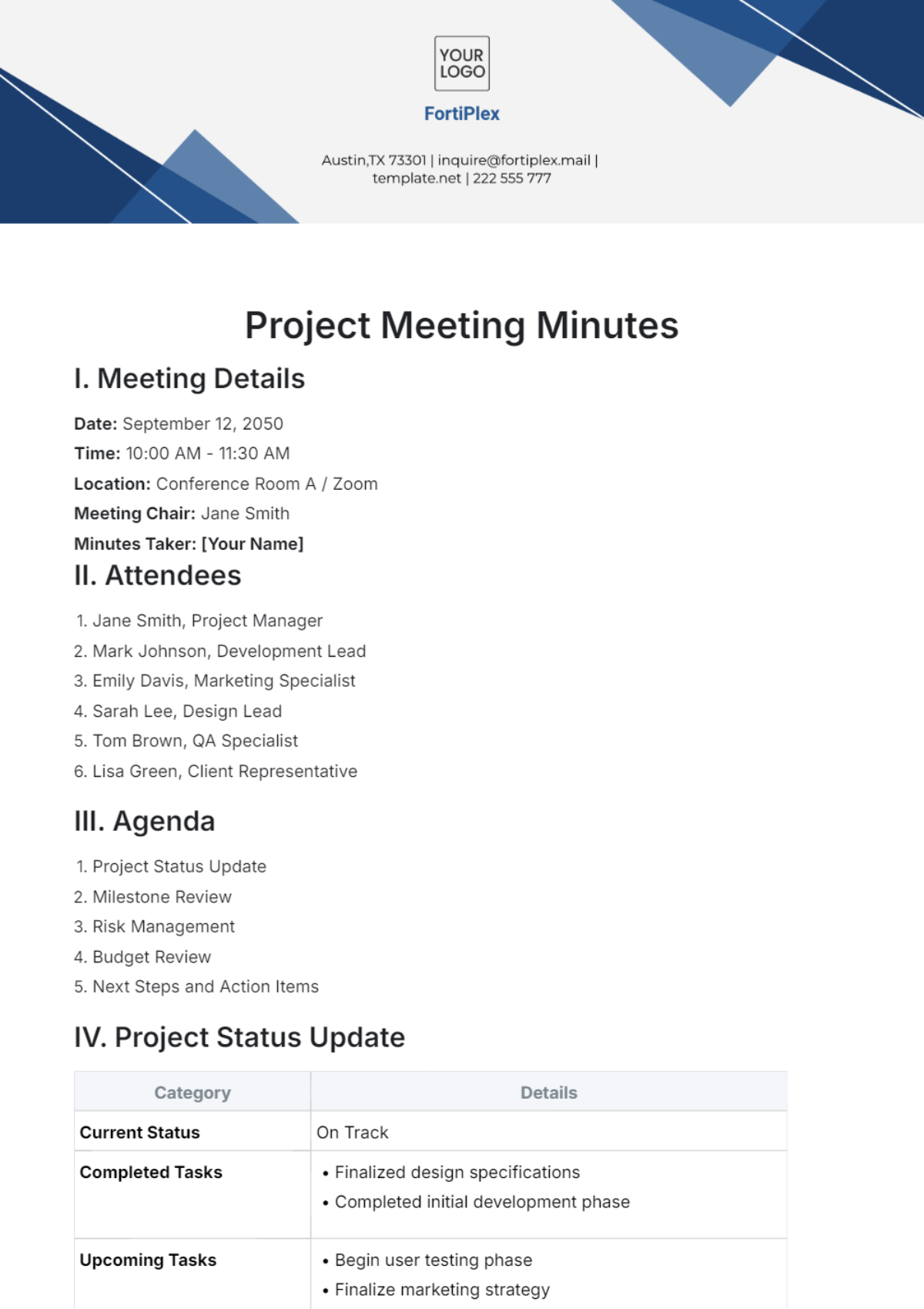 Project Meeting Minutes Template - Edit Online & Download