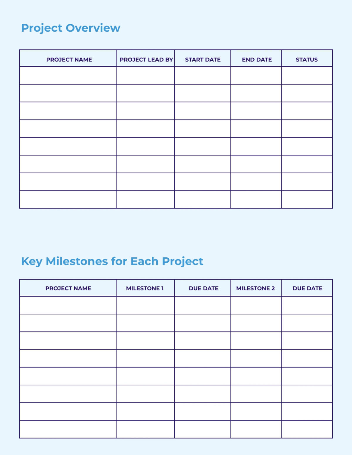 Free Multi Project Planner Template to Edit Online