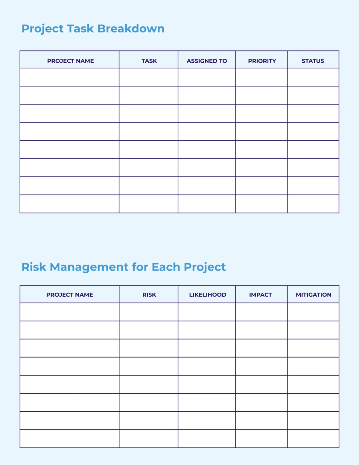 Free Multi Project Planner Template to Edit Online