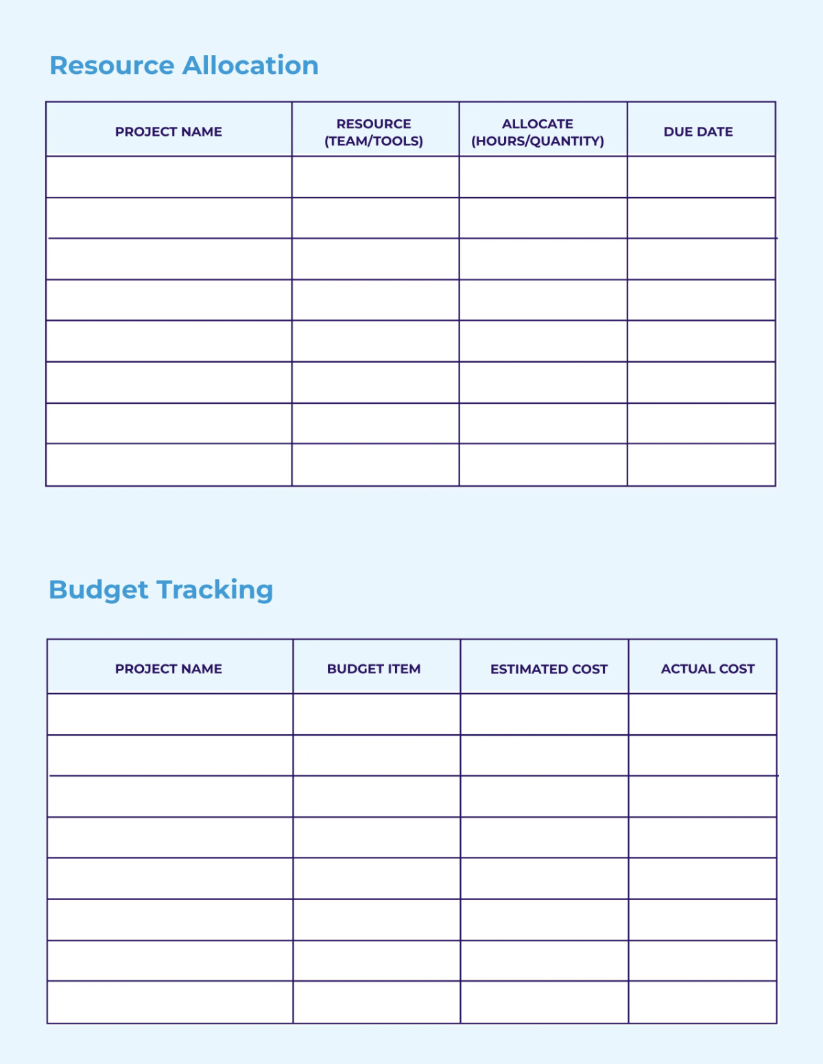 Free Multi Project Planner Template to Edit Online