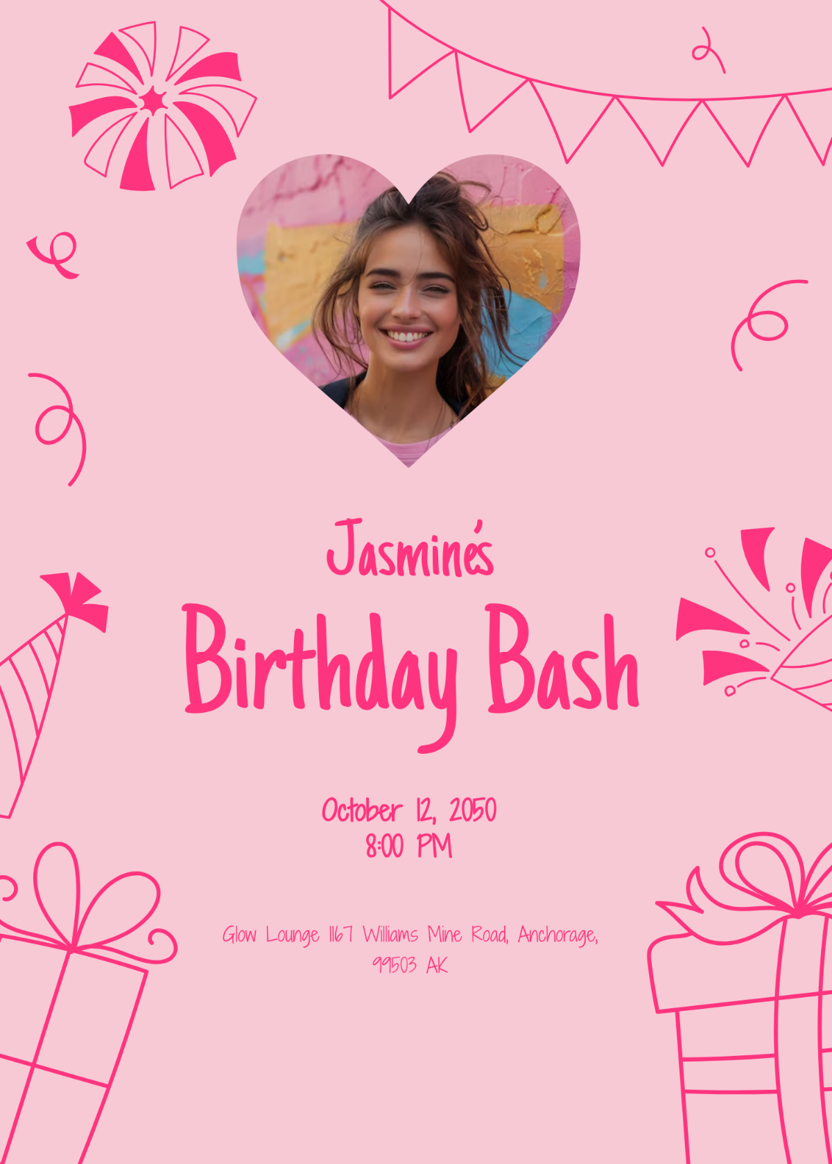 Neon Pink Birthday Template - Edit Online & Download