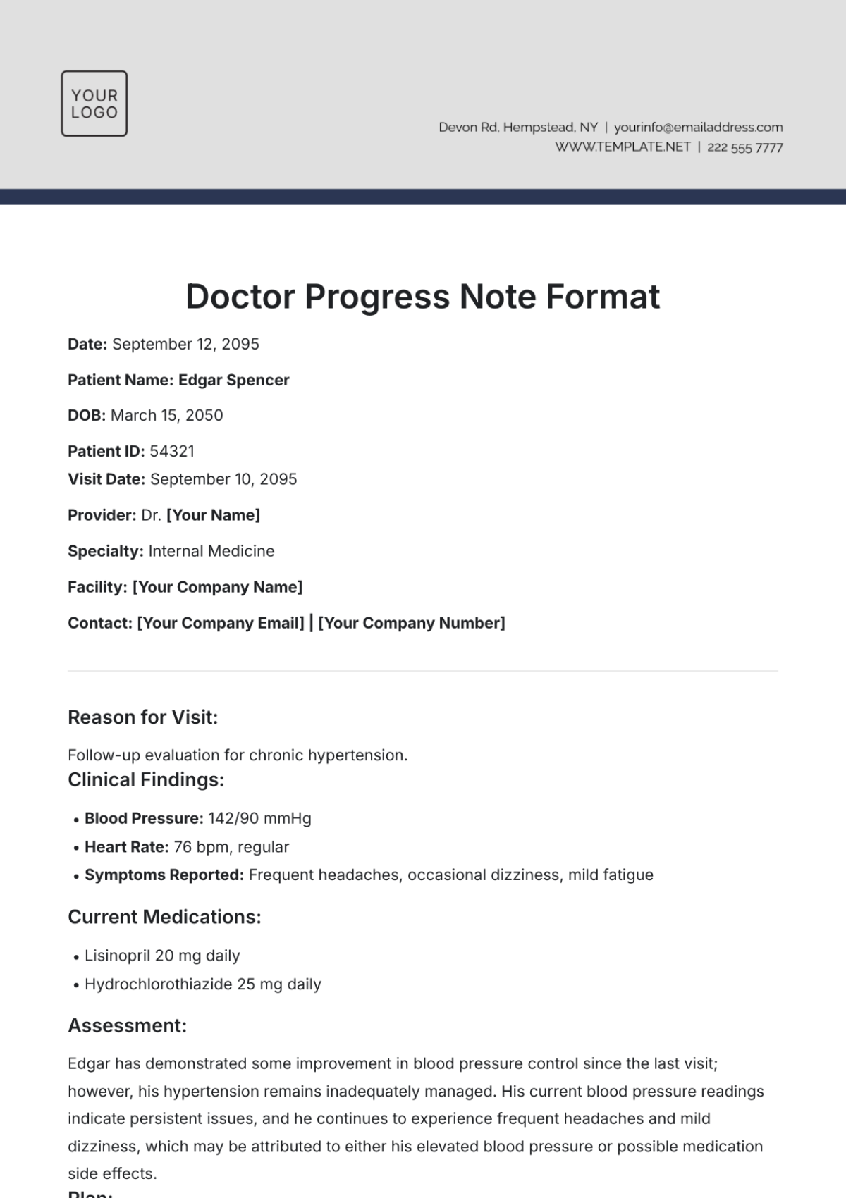 Doctor Progress Note Format Template - Edit Online & Download