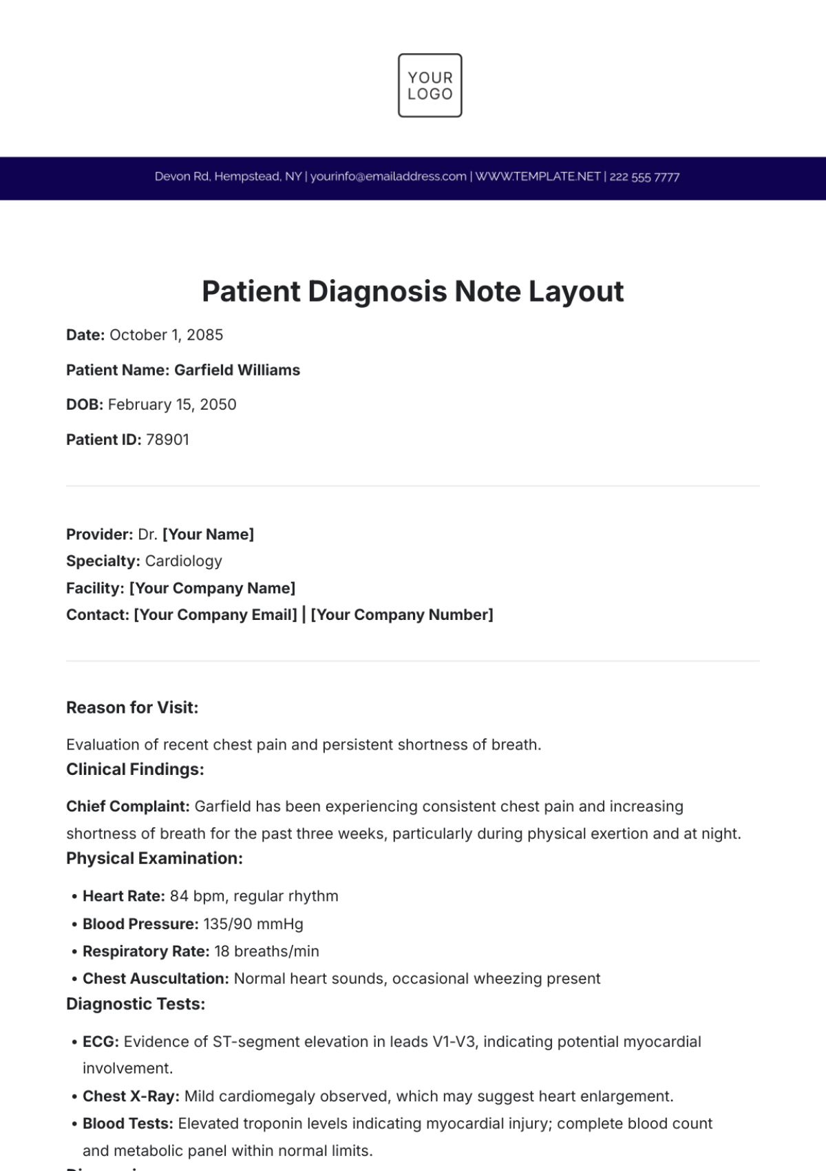 Patient Diagnosis Note Layout Template - Edit Online & Download