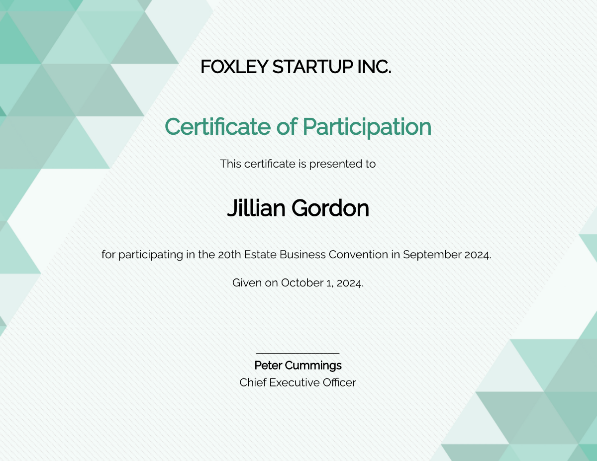Modern Certificate of Participation Template