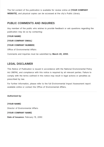 Free Notice of Publication Template to Edit Online