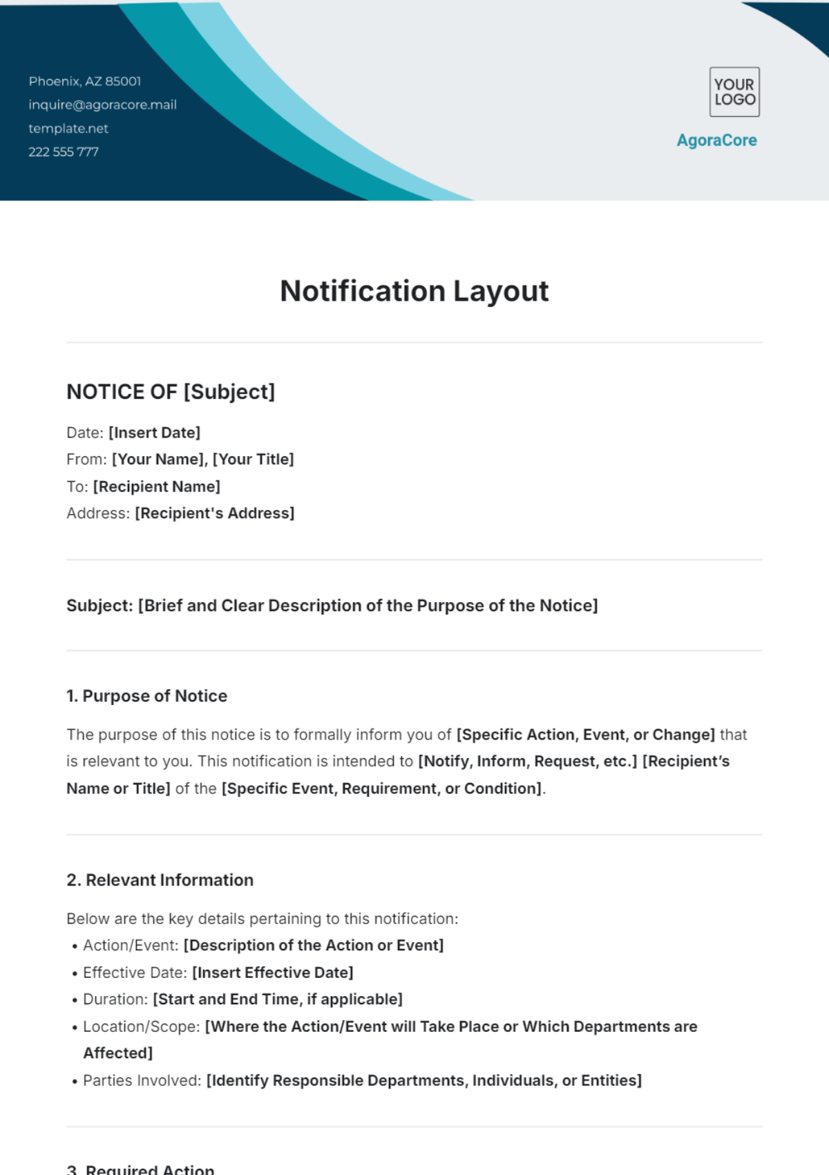 Free Notification Layout Template