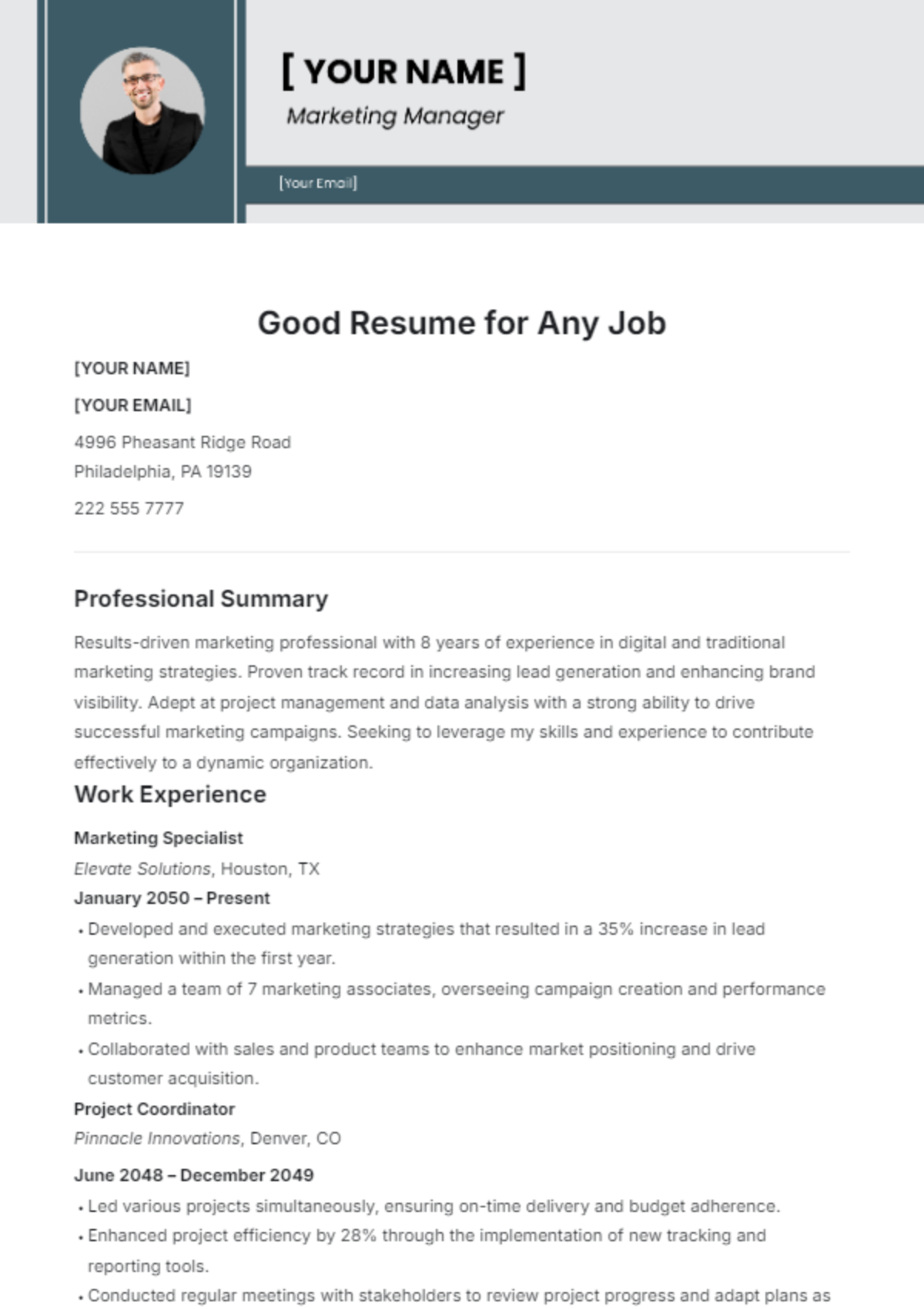 Good Resume Template for Any Job - Edit Online & Download