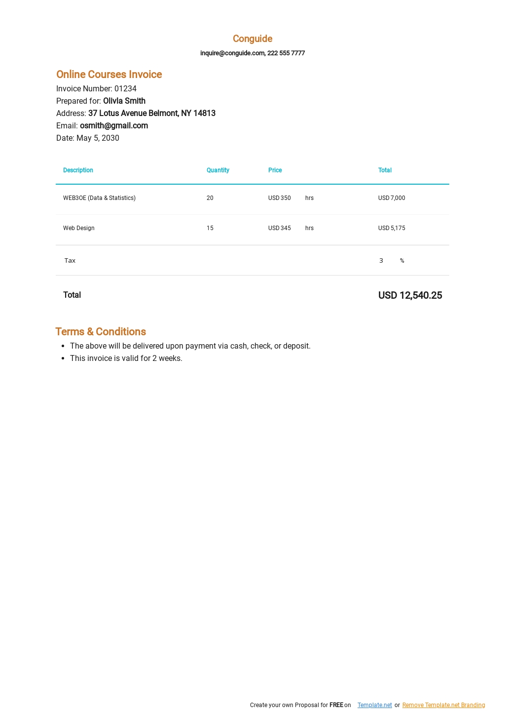 15+ FREE Simple Invoice Templates in Apple (MAC) Pages | Template.net