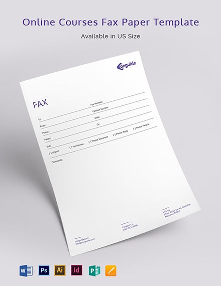 Online Courses Fax Paper Template - Illustrator, InDesign, Word, Apple Pages, PSD, Publisher