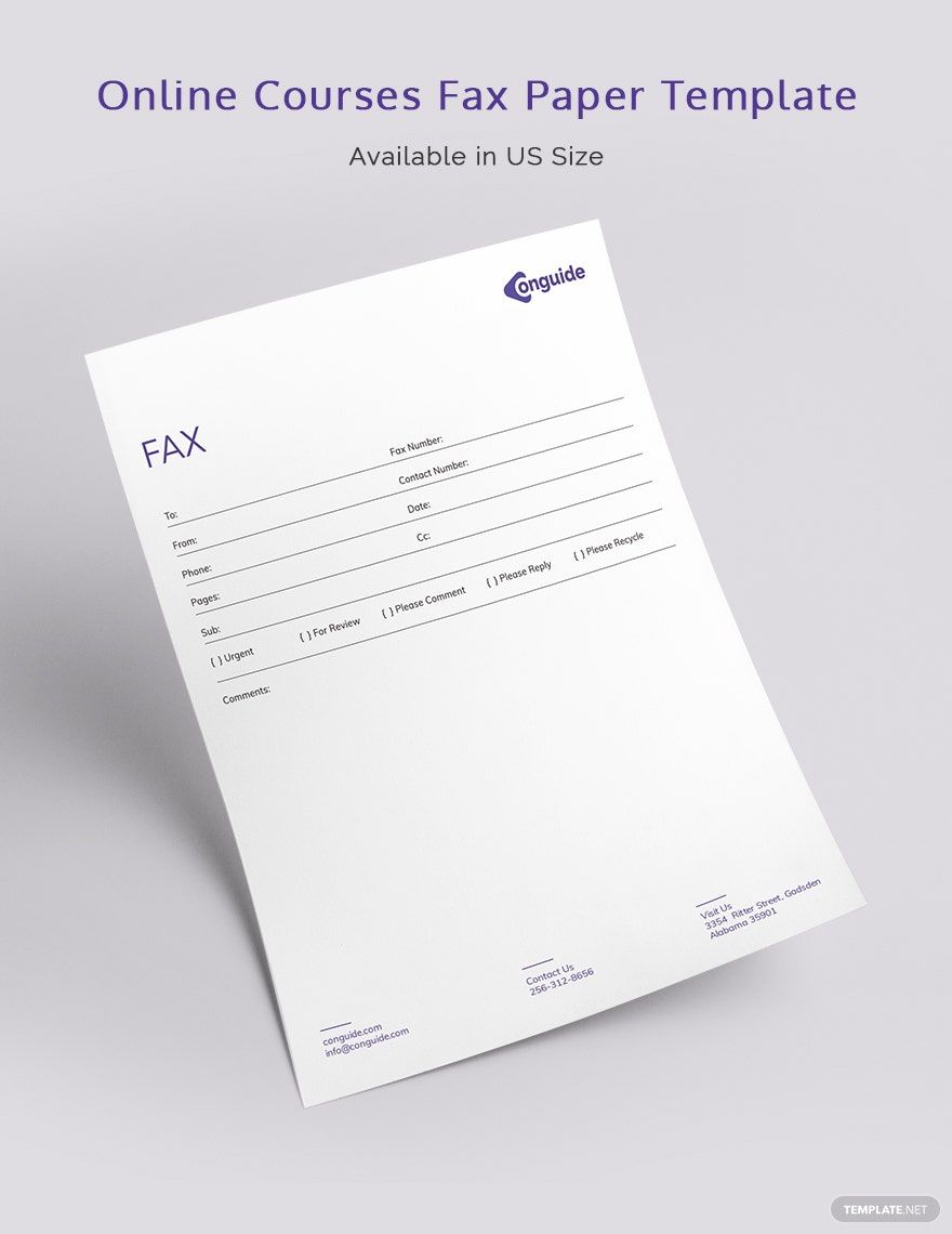 Online Courses Fax Paper Template