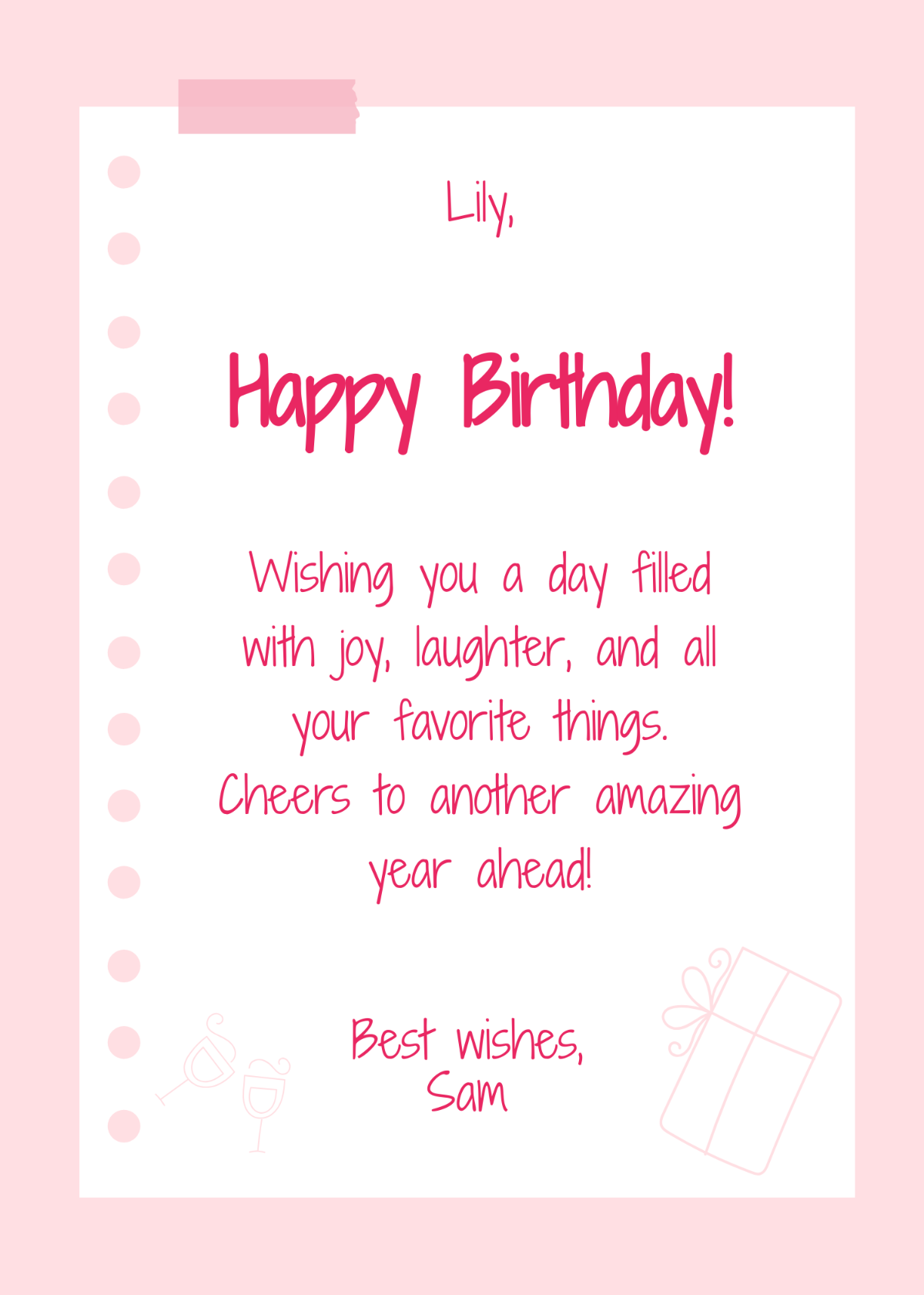 Pink Greeting Card Template - Edit Online & Download