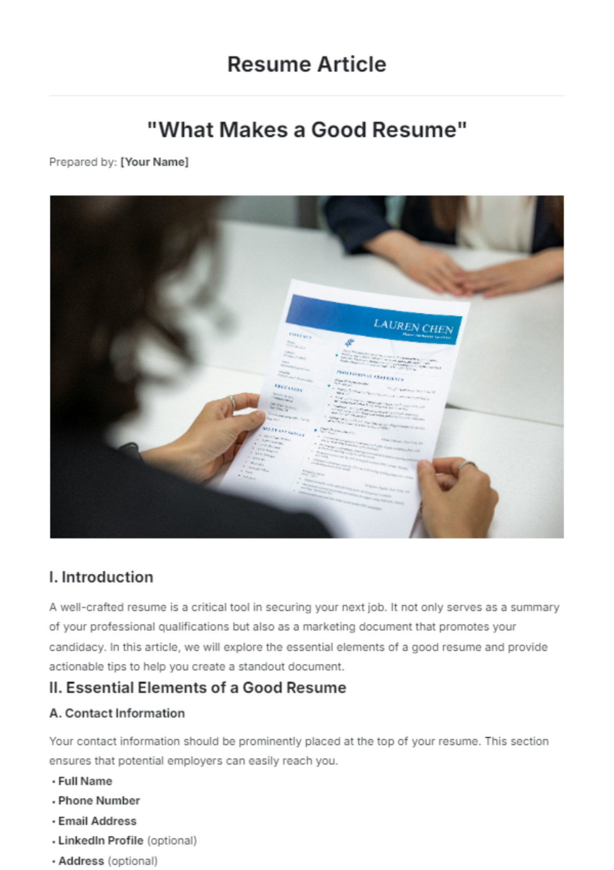 What makes a Good Resume - Edit Online & Download