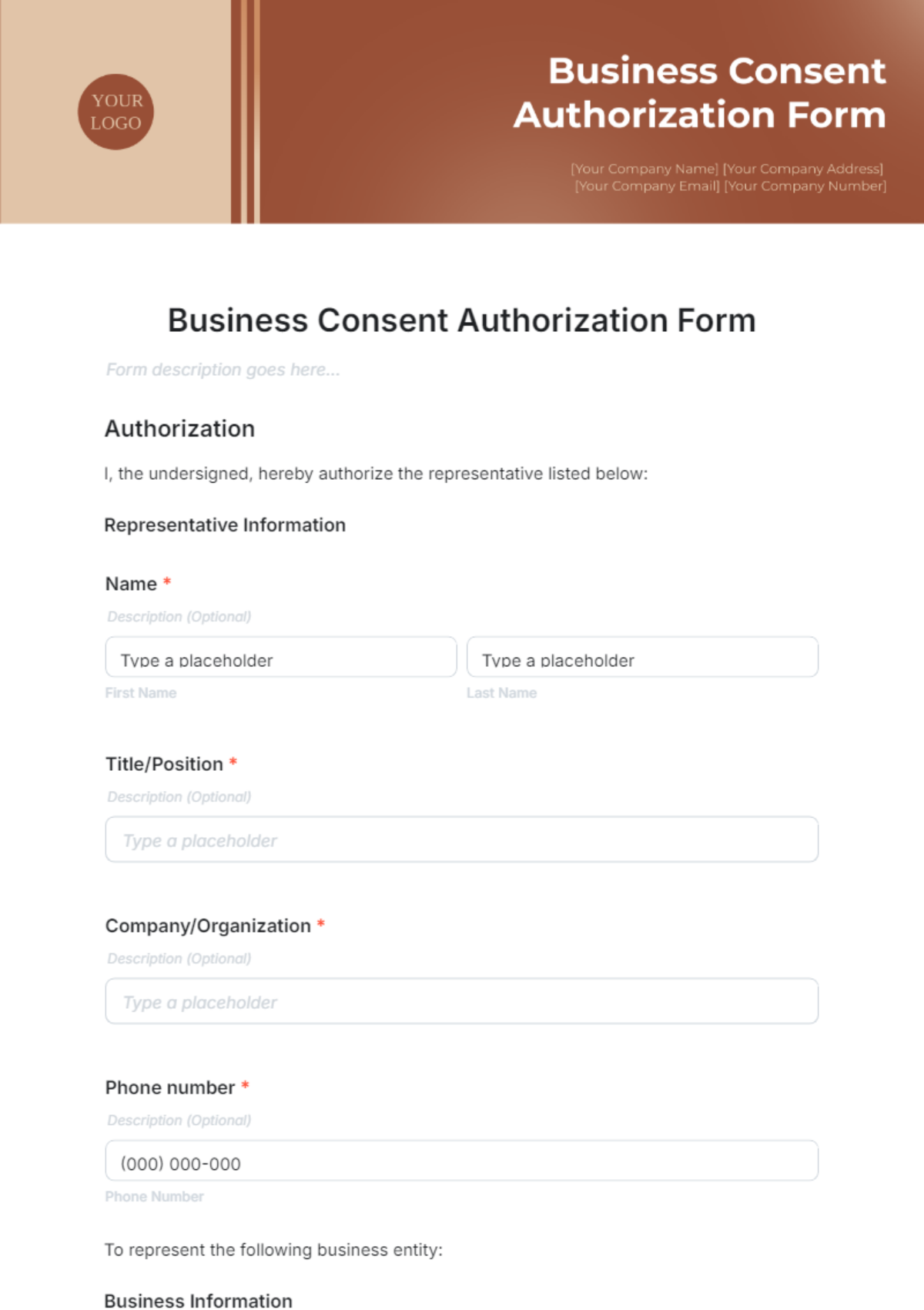 Business Consent Authorization Form Template - Edit Online & Download