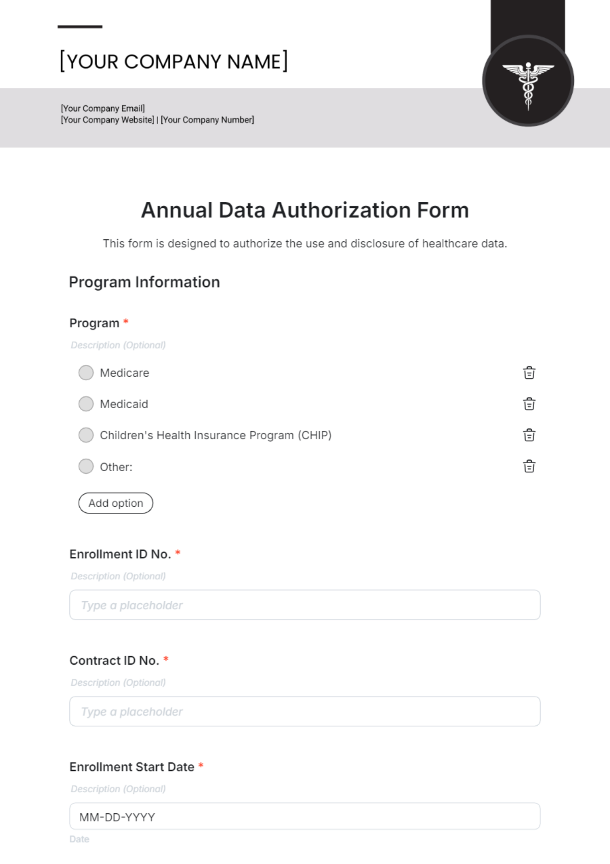 Free Annual Data Authorization Form Template