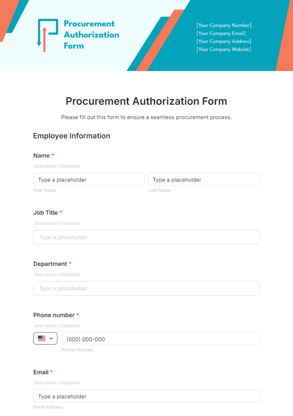 Procurement Authorization Form Template - Edit Online & Download