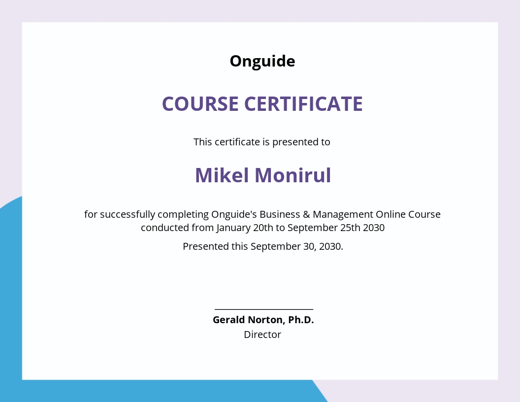 Online Courses Certificate Template - Google Docs, Illustrator, InDesign, Word, Apple Pages, PSD, Publisher